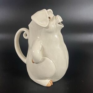 VTG Fitz & Floyd Porky Pitcher 1977 Pig White Ceramic Japan 8"H